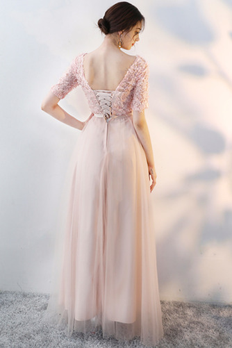 Robe de demoiselle d'honneur Elégant Rosée épaule Lacez vers le haut - Page 3