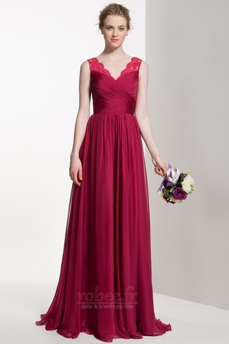 Robe de demoiselle d'honneur Corsage plissé Fermeture éclair - Page 1