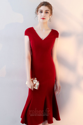 Robe de soirée Drapé Simple Manquant Col en V Manche Courte Naturel taille - Page 5