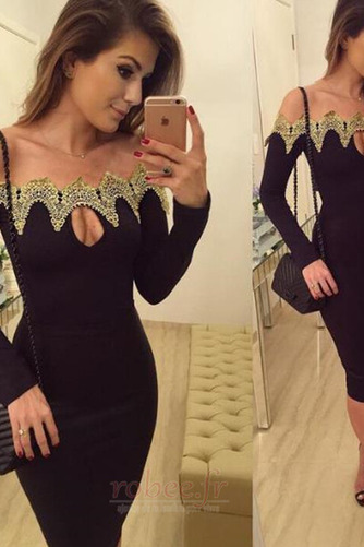 Robe de cocktail Chic Manche Longue Rosée épaule Courte Naturel taille - Page 1