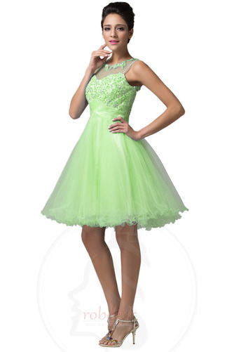 Robe de cocktail Couvert de Dentelle Col Bateau Gaze A-ligne - Page 3