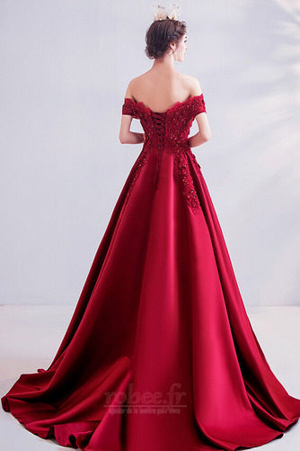 Robe de bal Naturel taille Drapé aligne Traîne Courte Satin Fête - Page 2