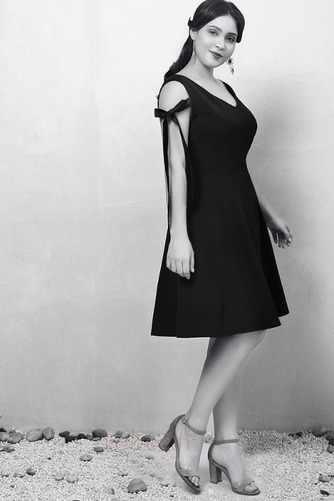 Robe de cocktail Spandex Col en V Festin a ligne Sommaire Nœud à Boucles - Page 4