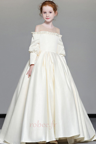 Robe de fille de fleur Manquant Satin Longue Rosée épaule Ruchés Plongeants - Page 3