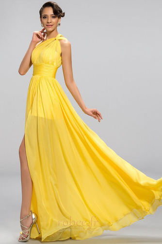 Robe de soirée Sexy A-ligne Mousseline Drapé Sans Manches Dos nu - Page 3
