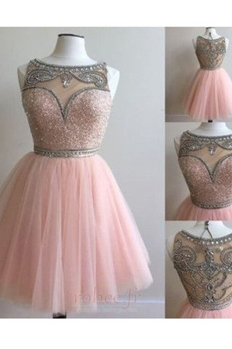 Robe de cocktail Manquant Fête A-ligne Gaze Perlé Sans Manches - Page 2