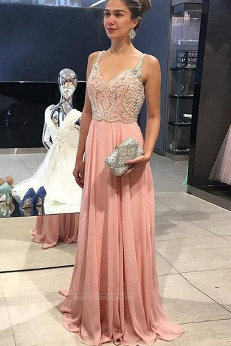 Robe de soirée Dos nu Col en V Ballon Longueur de plancher Drapé - Page 1