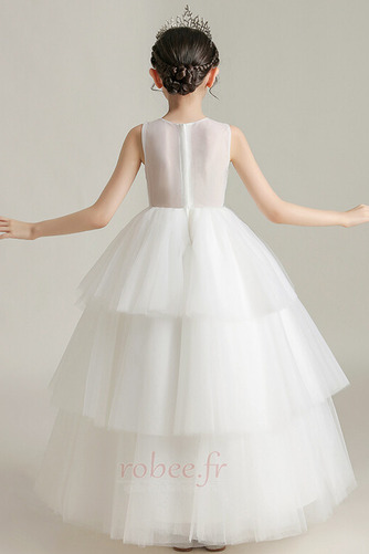 Robe de fille de fleur Tulle Naturel taille Sans Manches Fermeture à glissière - Page 2