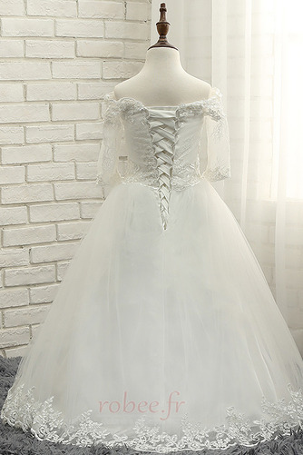 Robe de fille de fleur Médium Laçage Appliquer 3/4 Manche Naturel taille - Page 2