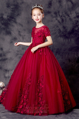 Robe de fille de fleur Manche Courte Fermeture à glissière Naturel taille - Page 5