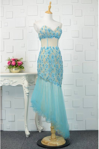 Robe de bal Sexy Taille chute Été Asymétrique Perler Ballon Bleu - Page 3