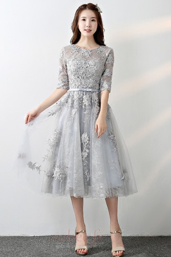 Robe de demoiselle d'honneur Nœud à Boucles Naturel taille Fermeture à glissière - Page 3