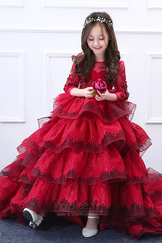 Robe de fille de fleur Naturel taille Couvert de Dentelle Festonné - Page 1