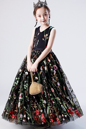 Robe de fille de fleur Norme Décalcomanie Elégant Longueur Cheville - Page 1