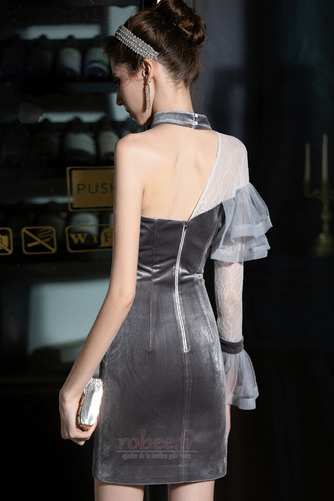 Robe de soirée Courte Manche Longue Velours Fermeture à glissière - Page 2