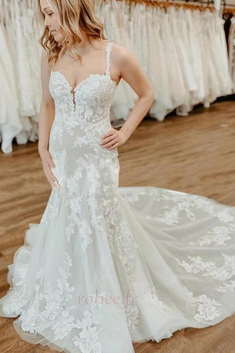 Robe de mariée Sirène Bretelles Spaghetti Fermeture à glissière - Page 1
