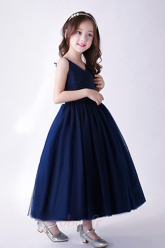 Robe de fille de fleur Sans Manches Drapé Soie Fermeture éclair - Page 4