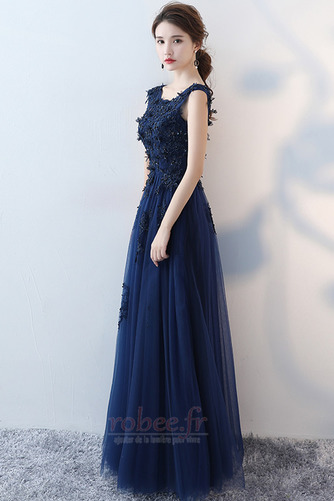 Robe de demoiselle d'honneur Broderie Tulle Sans Manches Col Bateau - Page 4