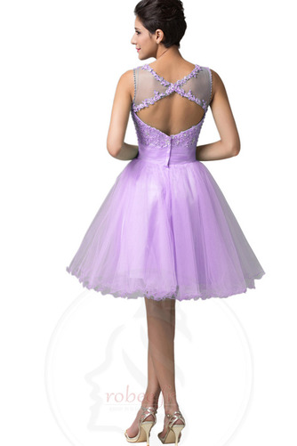 Robe de cocktail Couvert de Dentelle Col Bateau Gaze A-ligne - Page 2