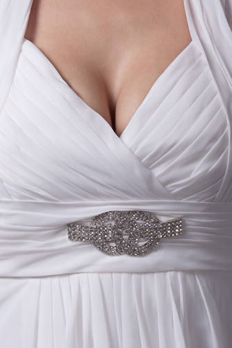 Robe de bal Médium noble Plissé A-ligne Chiffon Accrocher le cou - Page 5