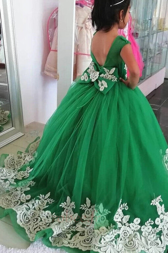 Robe de fille de fleur Dentelle A-ligne Automne Formelle Orné de Nœud à Boucle - Page 2