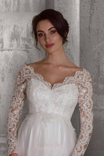 Robe de mariée Lacez vers le haut Naturel taille Col en V Manche Aérienne - Page 3