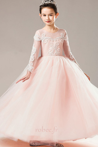 Robe de fille de fleur Manche Longue A-ligne Gaze Longueur Cheville - Page 3