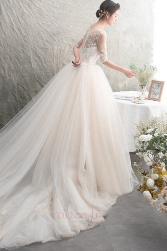 Robe de mariée Tulle Cérémonial a ligne Couvert de Dentelle Col U Profond - Page 2