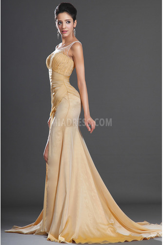 Robe de bal Col U Profond Perler Été Taille chute fin Sans Manches - Page 5