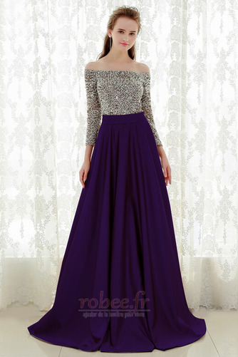 Robe de soirée Satin Élastique A-ligne Manche de T-shirt Train de balayage - Page 6