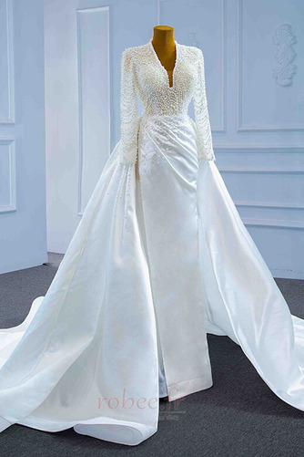 Robe de mariée Drapé Romantique Col en V Manche Aérienne Naturel taille - Page 3