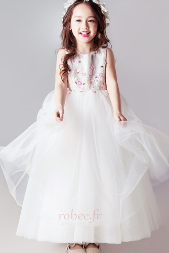 Robe de fille de fleur a ligne Tulle Cérémonie Petit collier circulaire - Page 1