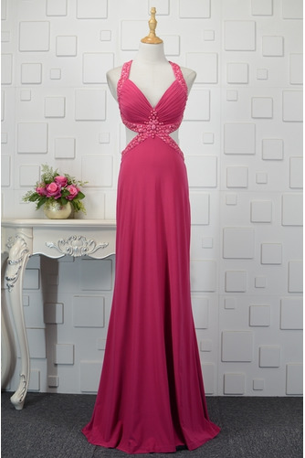 Robe de bal Dos nu Col en V fin Mousseline Pittoresque A-ligne - Page 1