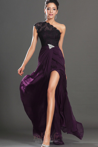 Robe de bal Une épaule Couvert de Dentelle semi-halter Ouverture Latérale - Page 1