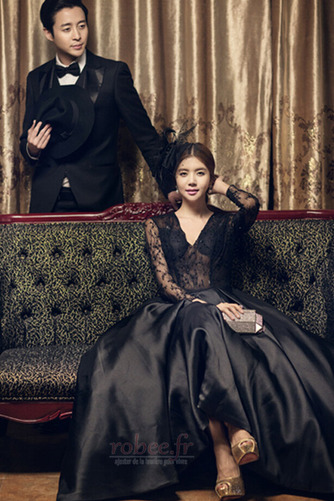 Robe de bal Longue aligne Médium Col en V Soie Fermeture à glissière - Page 2