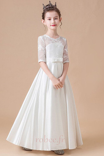 Robe de fille de fleur Ivoire A-ligne Norme Satin Naturel taille - Page 4