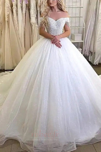 Robe de mariée Hiver aligne Laçage Vente net Perle Rosée épaule - Page 4