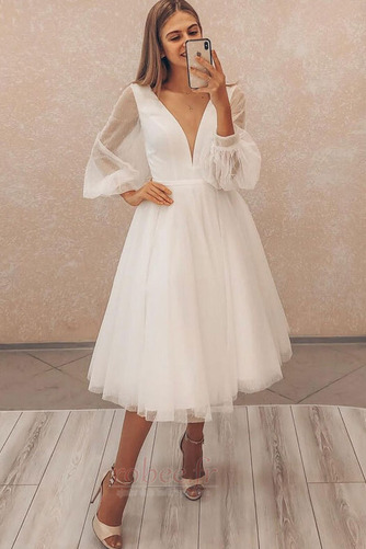 Robe de mariée Médium A-ligne Drapé Été Manche Aérienne Naturel taille - Page 1