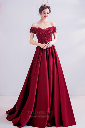 Robe de bal Naturel taille Drapé aligne Traîne Courte Satin Fête - Page 3