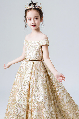 Robe de fille de fleur Broderie Soie Longue Ballon a ligne Traîne Longue - Page 4