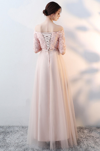 Robe de demoiselle d'honneur Elégant Rosée épaule Lacez vers le haut - Page 7