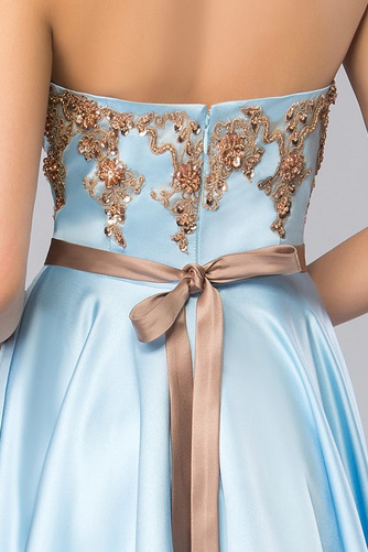 Robe de bal Sans Manches Traîne Courte Satin Élastique Nœud à Boucles - Page 5