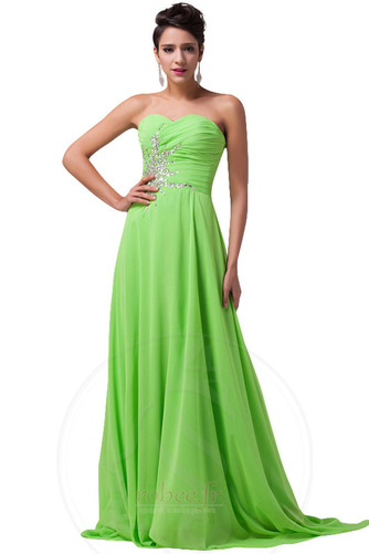 Robe de bal Perle Naturel taille A-ligne Epurée Mousseline Fourreau Avec Bijoux - Page 1