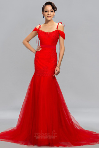 Robe de soirée Sirène Glissière Mancheron Longue Rosée épaule - Page 1