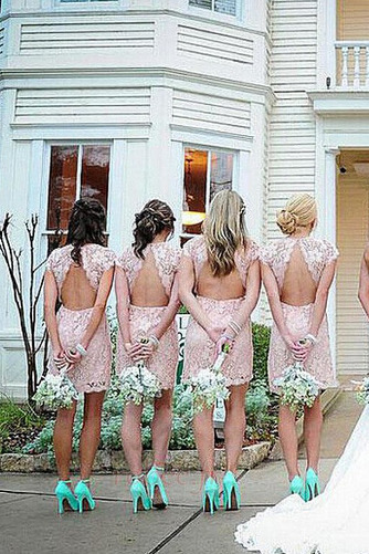 Robe de demoiselle d'honneur Manche Courte Petit collier circulaire - Page 2