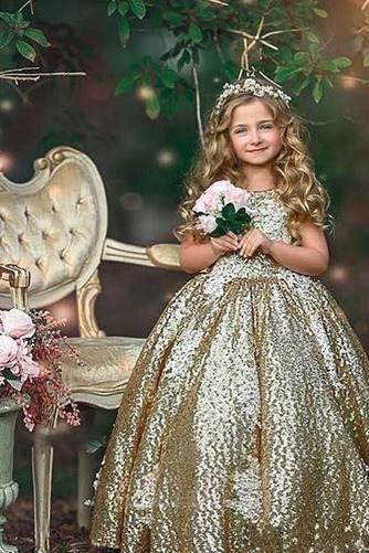 Robe de fille de fleur Formelle Dos nu A-ligne Automne Petit collier circulaire - Page 1