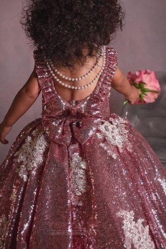 Robe de fille de fleur Formelle Dos nu A-ligne Automne Petit collier circulaire - Page 5