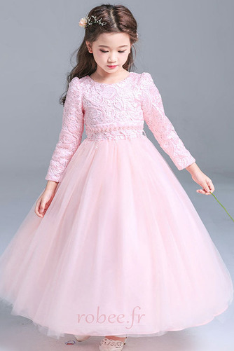 Robe de fille de fleur Col de chemise t Manche Longue A-ligne - Page 1