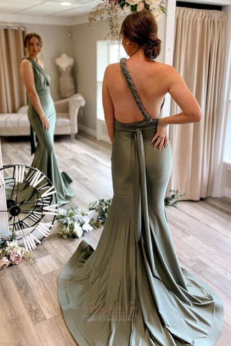 Robe de soirée Chic Décolleté Dans le Dos Col en V Foncé Sans Manches - Page 3