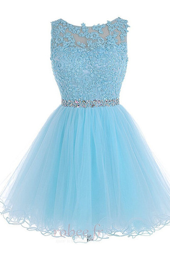 Robe de cocktail Vente Sans Manches Médium mini A-ligne Bleu - Page 1